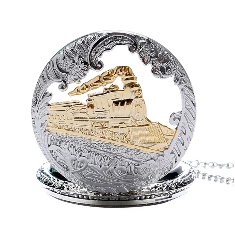 Часы в стиле стимпанк карманные с золотым поездом|pocket watch|pocket watch menquartz pocket |