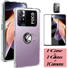 3IN1 чехол на Poco M4 Pro чехол для PocoM4 Pro поком4 про силиконовый чехол POCO X3 M 4 Pro чехол Poco M4Pro X 3 pro Case For Poco M4 Pro прозрачный  с кольцом чехол Poco M4 Pro 5G чехол поко м4 про