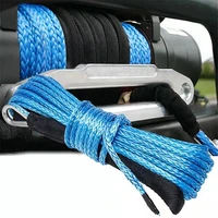 winch rope string line cable with sheath gray synthetic towing rope 15m 7700lbs car wash maintenance string for atv utv off road