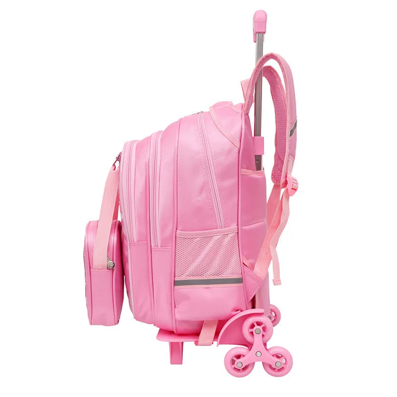 Для съемный детские школьные сумки с 2/6 колеса 2 шт./компл. девочек тележка рюкзак