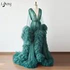 Длинное изумрудно-зеленое платье для беременных халат 2020 длинный рукав оборки тюль для беременных женщин накидка для беременных формальное платье для выпускного вечера фотосессии