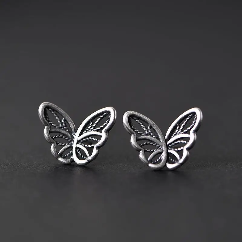 

925 Sterling Silver Butterfly Stud Earrings for Women Sterling Silver Jewelry Silver Simple Earrings