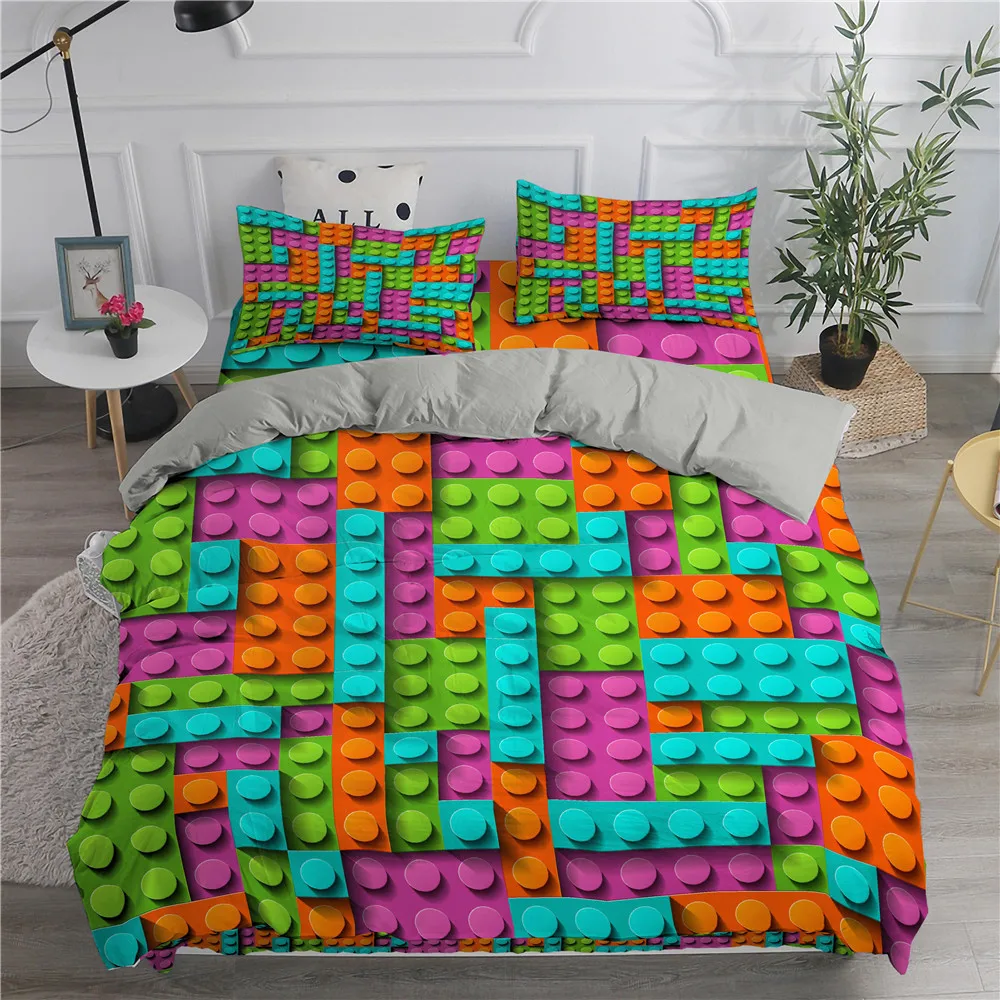 

Colorful Block 3D Printed Bedding Set Adult Kid Plaid Duvet Cover Sets Bed Luxury Comforter/Quilt Cover 2/3 Pcs Bedroom Decor