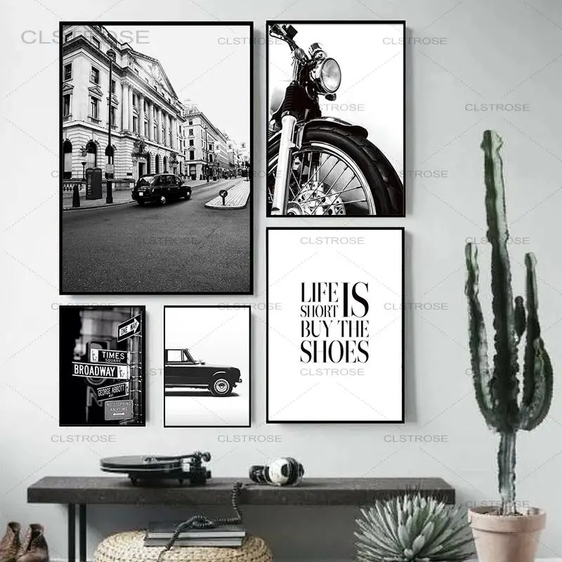 

Fashion Cars Canvas Painting for Motorcycle Car Poster and Prints Black and White Wall Art Pictures for Room Nordic Decoration