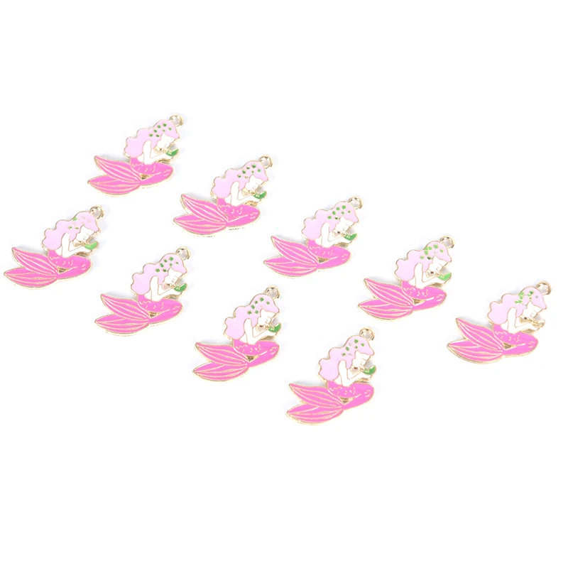 10 шт./лот металлические подвески в виде русалки из эмалированного сплава