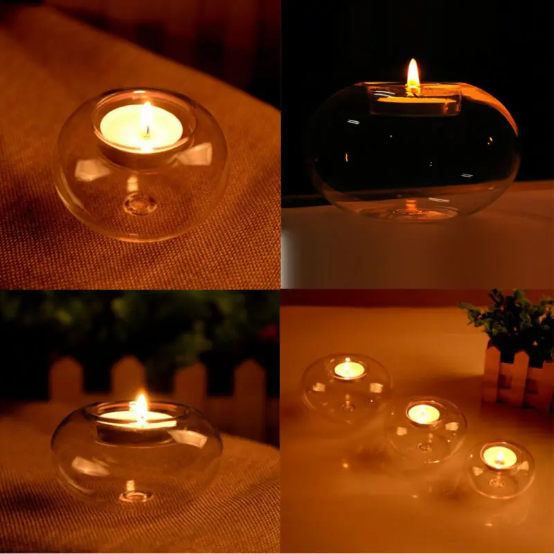 Круглый полый стеклянный подсвечник в европейском стиле свадебный тонкий