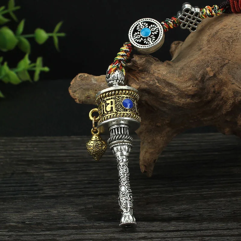 НОВЫЙ Тибетский брелок для ключей с молитвенным колесом с шестью символами vajra