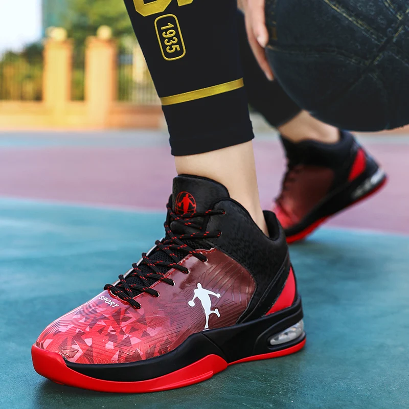 Black red Basket Homme Men Basketball Shoes Sneakers Women Ultra Boost Sport Shoes Boys Girls Fitness Trainers Plus Size 36-45 - Цвет: Black red