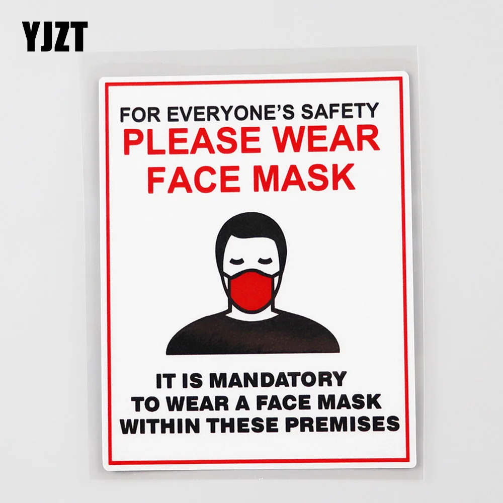 

YJZT 9,4 см × 12,1 см Безопасность уведомления носить маску социальных отдаление Автомобильная наклейка из ПВХ наклейка 12C-0250