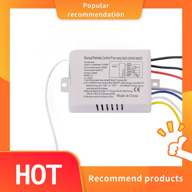 

Hot 3C-4 Way Light Lamp Digital Wireless Remote Control Switch ON/OFF 220V