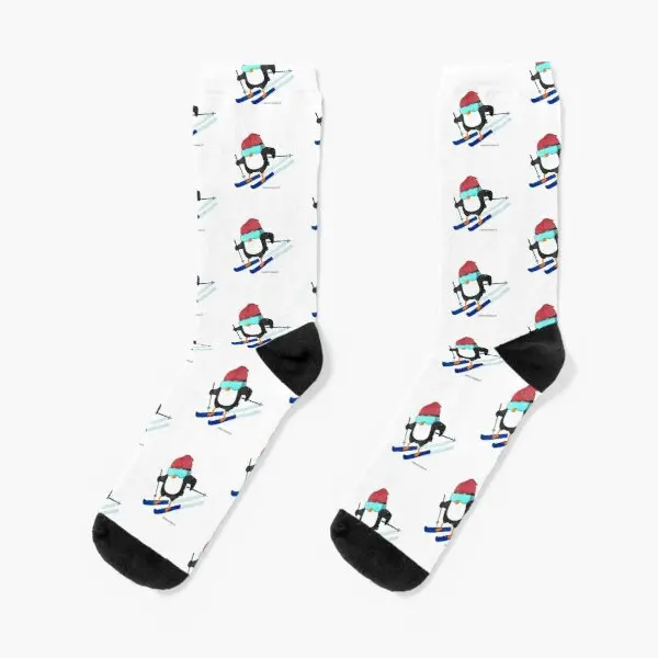 

Skiing Penguin Crew Socks Best Black Ankle Mens Knee High Women