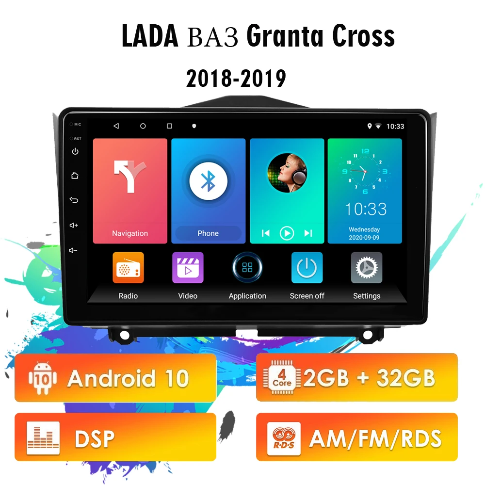 

Eastereggs 2 Din Android 10 RDS DSP 9" For LADA GRANTA 2018 2019 Autoradio GPS Navigation Car Multimedia Player Car Radio