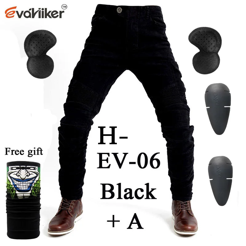 H-EV-06 Black A Дизайн мотоциклетные брюки мужские мото джинсы Защитное снаряжение для езды на велосипеде мотоциклетные брюки 718 штаны для мотокросса С Prote - Цвет: H-EV-06 Black A
