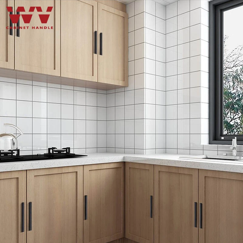 ВМ шкаф дверные ручки 128 мм 500 черная ручка Алюминий сплав с выдвижными ящиками