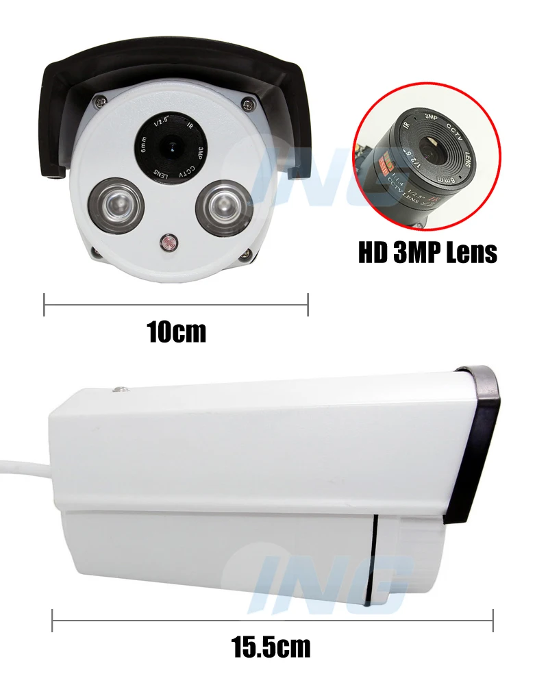 POE H.265 Водонепроницаемая HD 3MP 2 Array светодиодный ИК наружная IP камера 1296P / 1080P