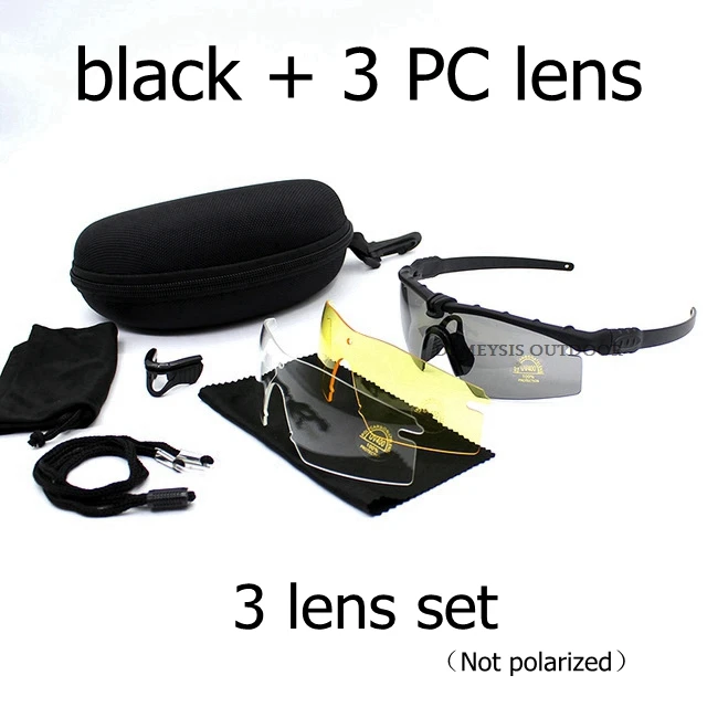 black no polarized Поляризационные армейские очки, солнцезащитные очки, военные тактические очки, дорожные очки, тактические страйкбольные очки, охотничьи очки - Цвет: black no polarized