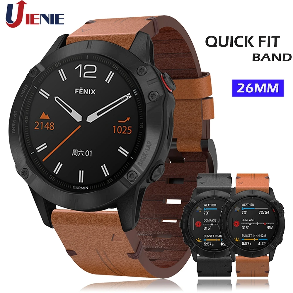 Ремешок для часов 26 мм ремешок Garmin Fenix 5x 5xPlus 3 3HR 6X Mk1 кожаный быстросъемный легкий