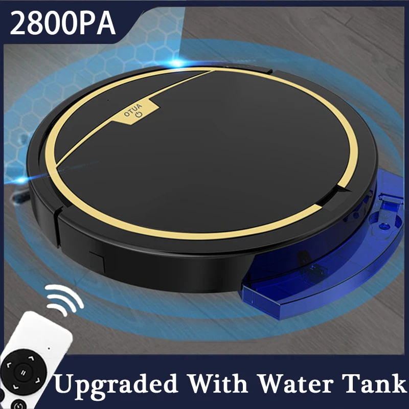 2800PaRobotVacuumCleanerRemoteControlWithWaterTankWetandDryVacuumCleanerMopTimingSmartCarpetCleanerMachine