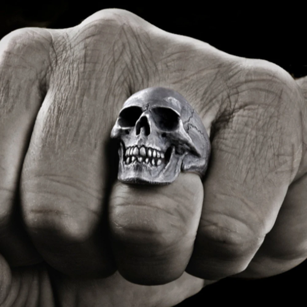 

Vintage Gothic Punk Men's Stainless Steel Ring Demon Calvarium Skull Ring Retro Men's Motorcycle Rock Biker Jewelry Wholesale