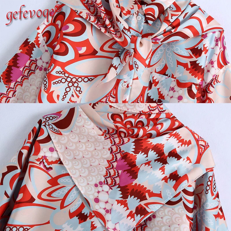 

2021 Women Clothing Vintage Floral Print Chic Loose Button Shirts Blouse Female Streetwear Top Pants Sexy Shorts Blusas De Mujer