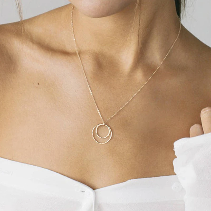 

14K Gold Filled Circle Pendants Handmade Gold Necklace Choker Boho Collier Femme Kolye Collares Women Jewelry Necklace for Women