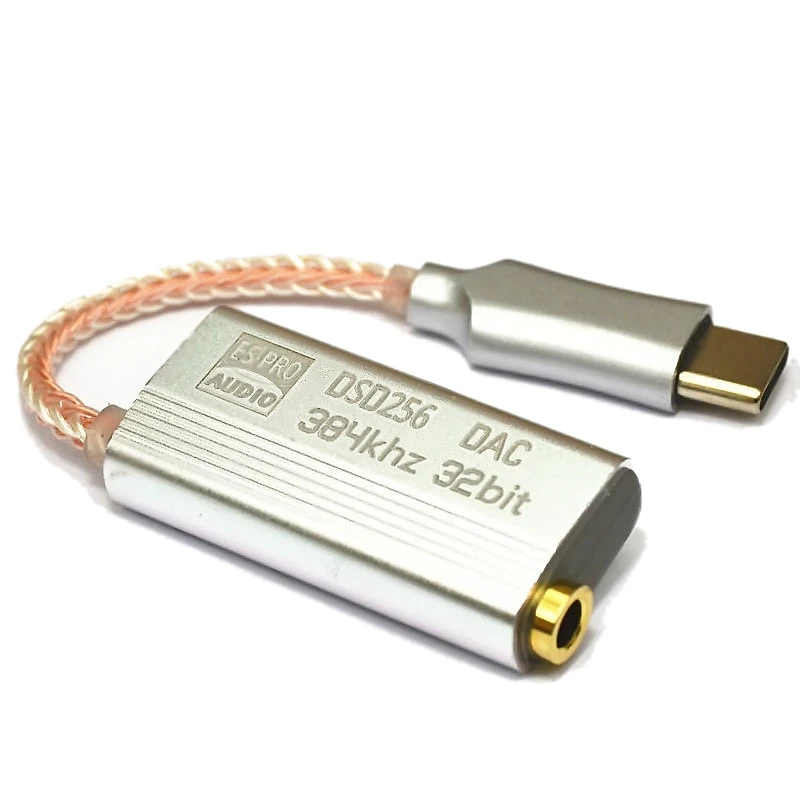 

ES9318 Mobile PhoneType C to 3.5mm Decoding DSD256 DAC Amplifier HIFI Wire Adapter Earphone Cable for ESS Device