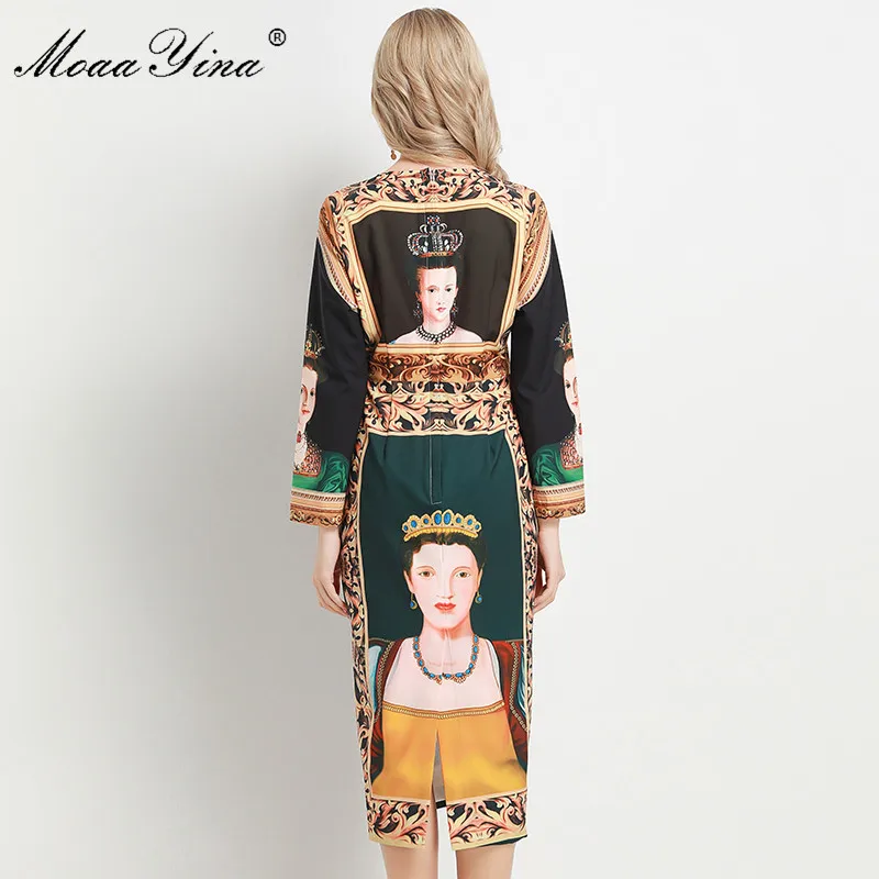 MoaaYina модное дизайнерское платье весна осень женское с длинным рукавом винтажное