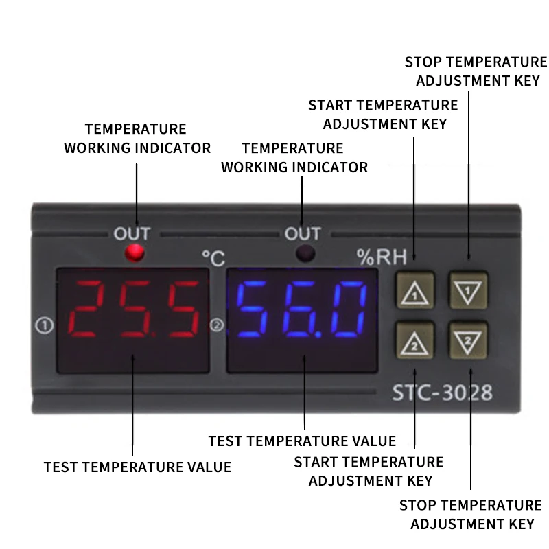 Digital Thermostat Hygrostat Temperature Humidity Controller AC 110V-220V DC12V Regulator Heating Cooling Control STC-3028 | Инструменты