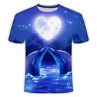 Новая мужская повседневная футболка с 3D принтом женская футболка с коротким рукавом 3D футболка в форме рыбы в форме сердца