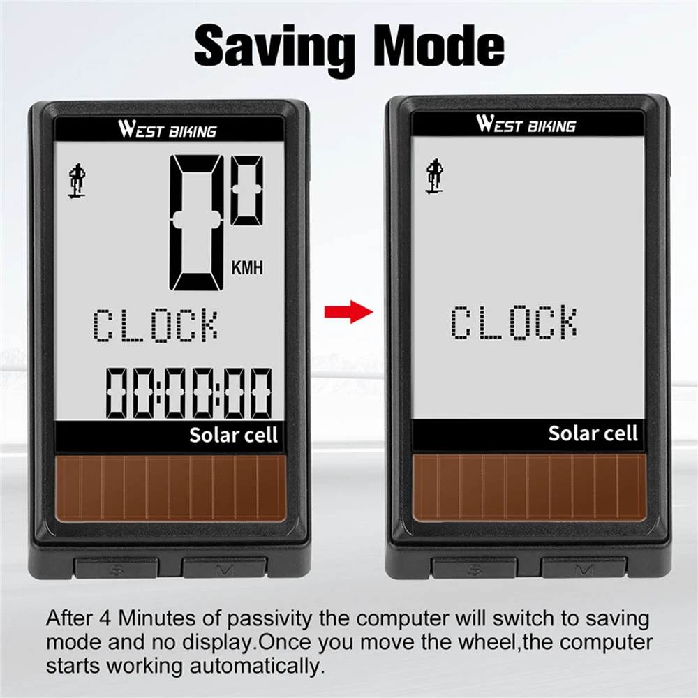 Беспроводной Велосипедный компьютер на солнечных батареях 5 языков Авто