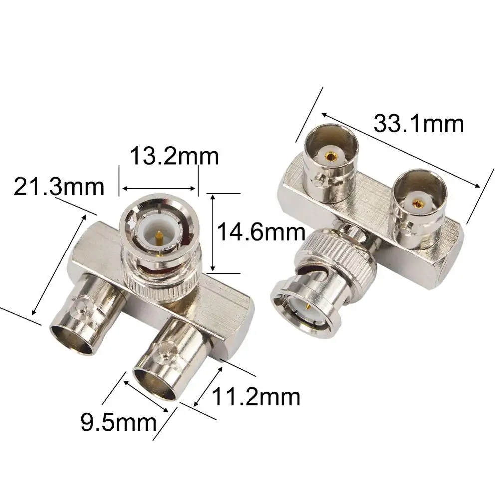 10 Pieces BNC Male to Dual Female Right Angle Adapter 3 Way Splitter Jack Connector Coaxial Surveillance Equipment | Обустройство