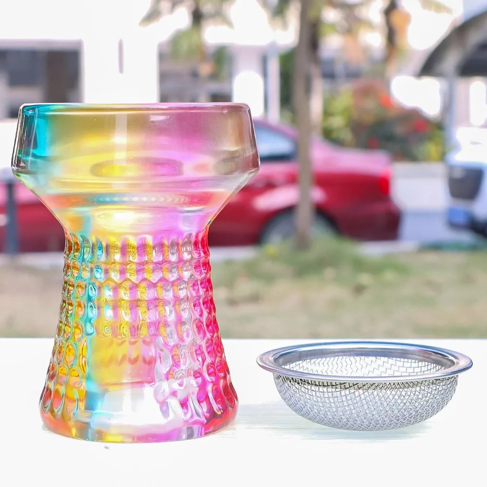 

Разноцветные стеклянные чаши для кальяна HORNET, Высококачественная фоточаша с сеткой из нержавеющей стали, аксессуары для кальяна