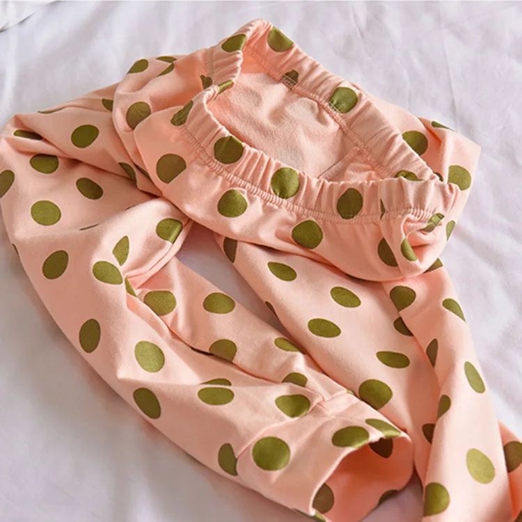

Spring Knitted Cotton Pajamas Long Sleeve Bronzing Polka Dot Sleepwear Loose Casual Pyjamas Women 2 Piece Lounge Wear Home Set