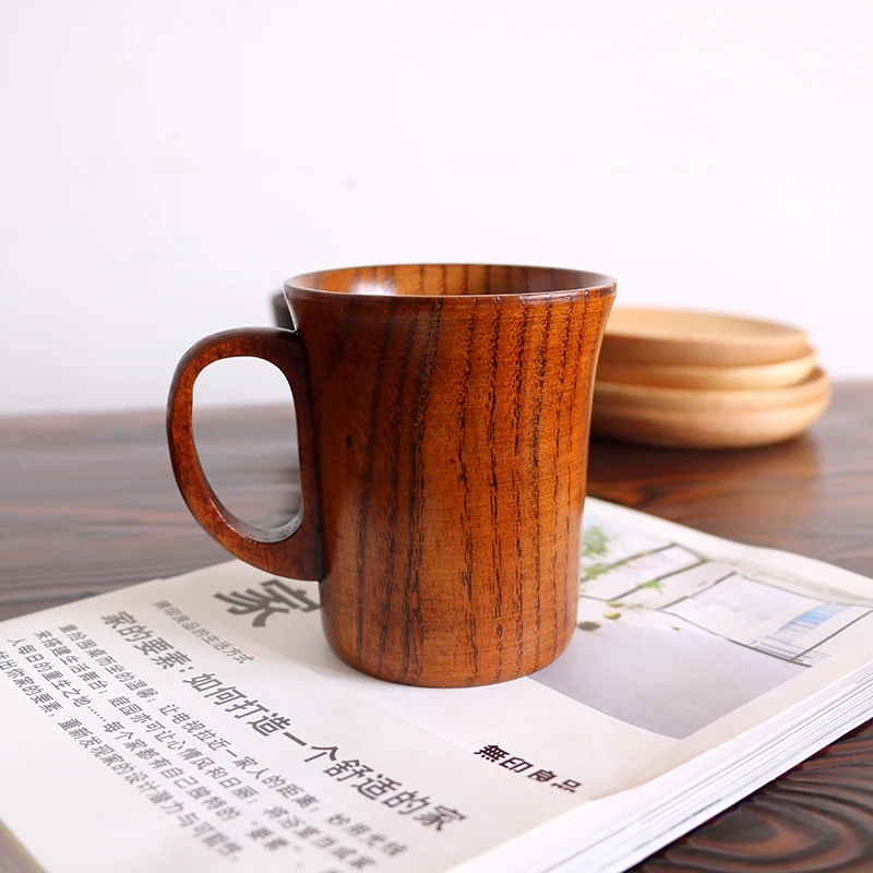 

New Chinese Portable Wood Coffee Mug Rubber Wooden Tea Milk Cups Water Drinking Mugs Drinkware Handmade Gift Travel Mug 50mkb60