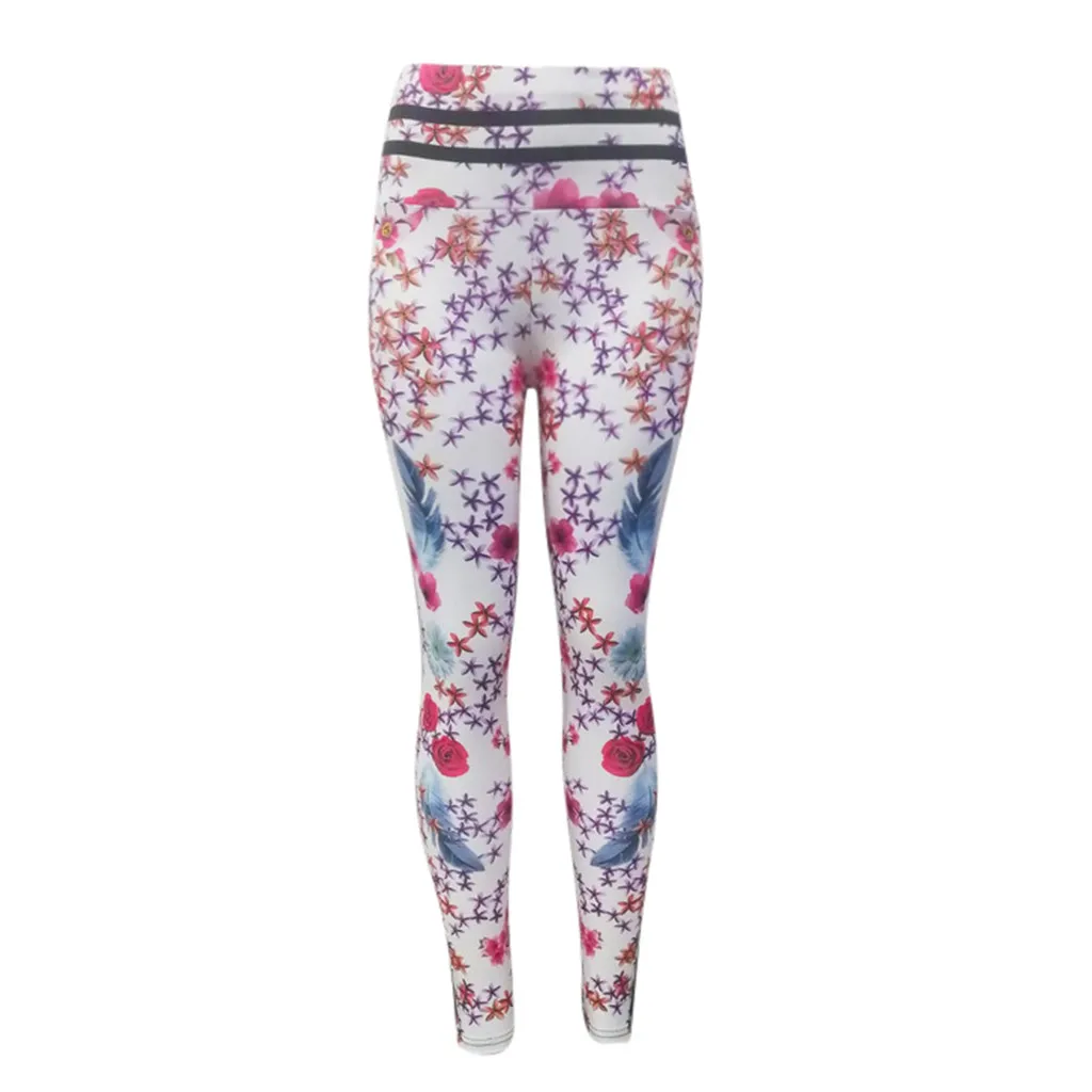 Спортивные штаны для бега йоги женские леггинсы с цветочным принтом спортивные