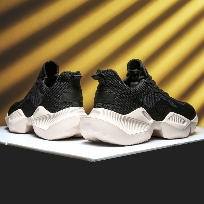 

Sport Sneakers Solid White Fashion Knitting Casual Shoes Men Zapatos Casuales Para Hombre Sports Sneakers Sneaker Man Shoe Black