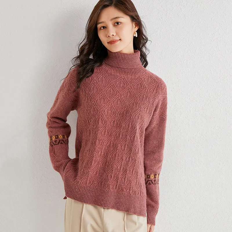 adishree 2020 woman winter 100% Cashmere sweaters and autumn knitted Pullovers High Quality Warm Female thickening Turtleneck