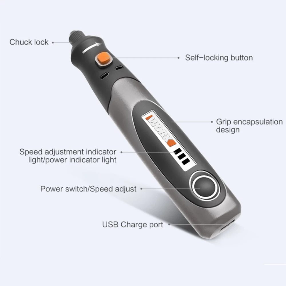 Вращающийся инструмент Worx WX750 беспроводной мини аппарат для гравировки шлифовки