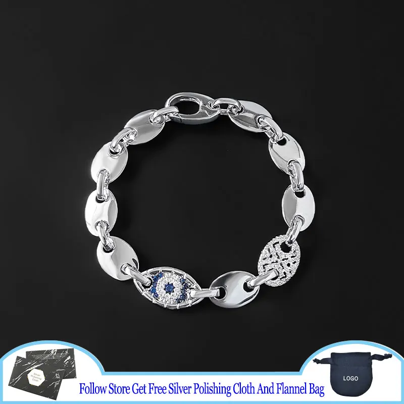 

S925 Sterling Silver Bracelet SYMBOLE Lucky Eye Maille Marine Chain Buckle Bracelet Pig Nose Personalized Design Punk Exquisite