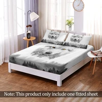 3d print custom beast animal wolf fitted sheet with mattress cover four corners with elastic band bed sheet for bedroom