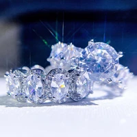 luxury custom females rings sets big crystal full diamond white gold rings wedding engagement gifts best seller jewelry