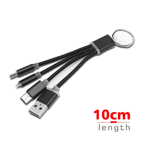 0.1m-3T1-Black FBYEG 3 в 1 USB кабель для мобильного телефона Micro usb type C кабель зарядного устройства для iPhone зарядный кабель Micro USB шнур зарядного устройства - Цвет: 0.1m-3T1-Black