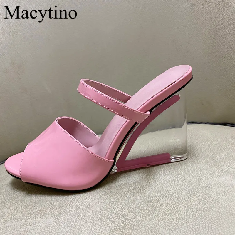 Transparent wedges design ladies high heel sandals round toe wedges high heels summer fashion party sandals