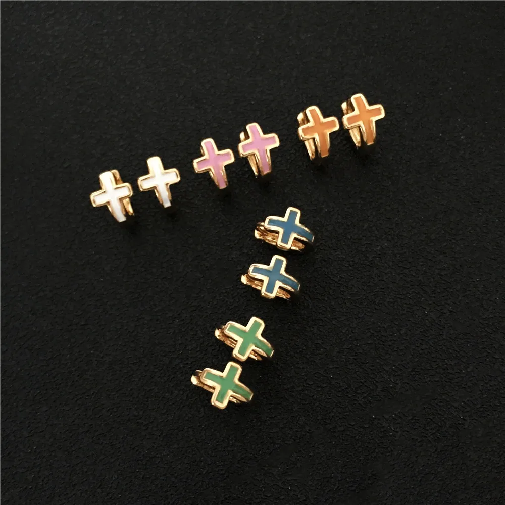 

Cute Colorful Cross Huggies Hoop Earrings for Women Fashion Girls Multicolor Enamel Hanging Earrings Wholesale