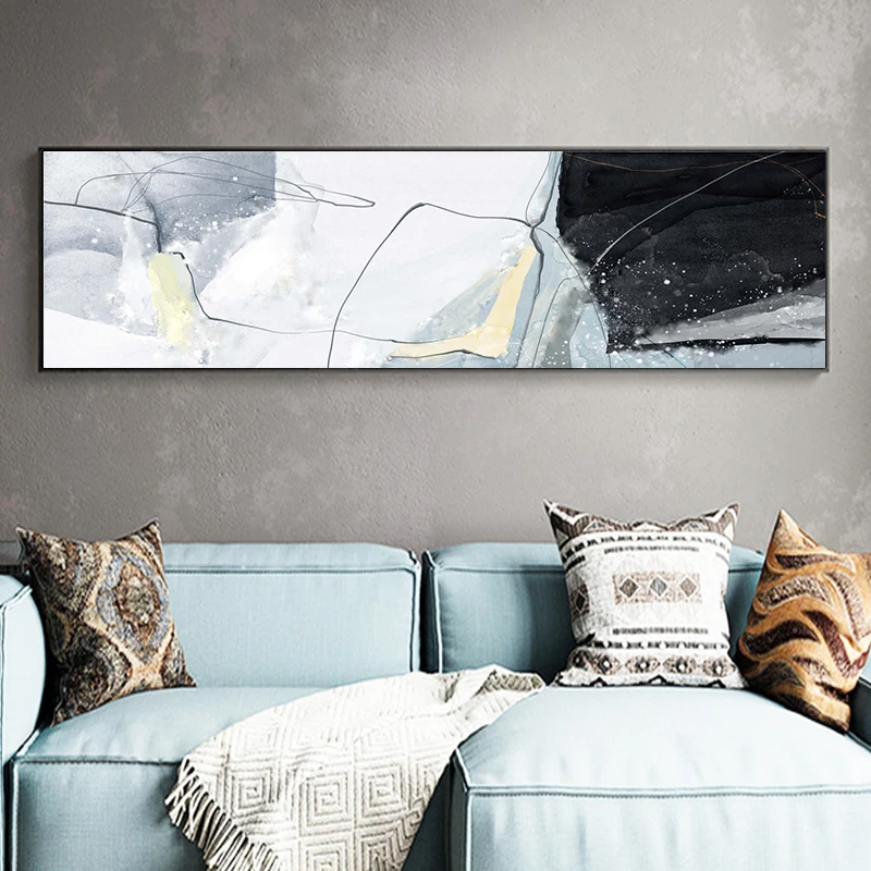 Marble Texture Abstract Poster Black Blue Wall Art Print Modern Style Canvas Ink Painting Nordic Decorative Picture Home Décor | Дом и сад