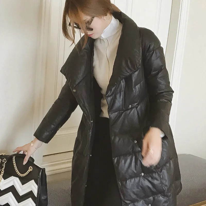 Женская зимняя куртка из натуральной овечьей кожи корейский женский пуховик