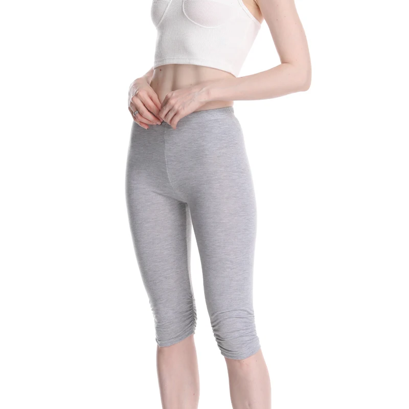 

Capri Leggings High Waist Knee-Length Casual Skinny Gym Fitness Women Summer Leggings Solid Big Size 2021