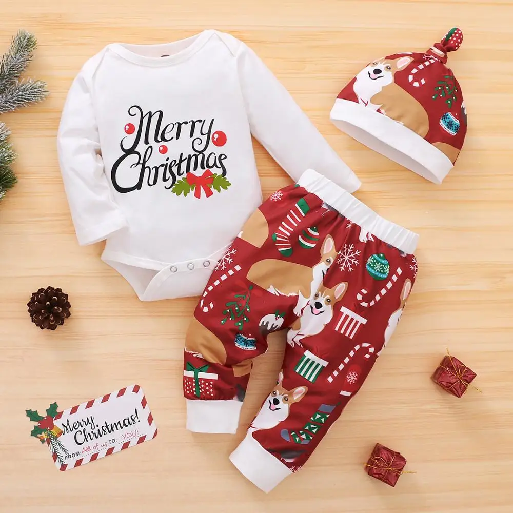Темой мое первое Рождество для маленьких девочек комплект одежды: комбинезон +