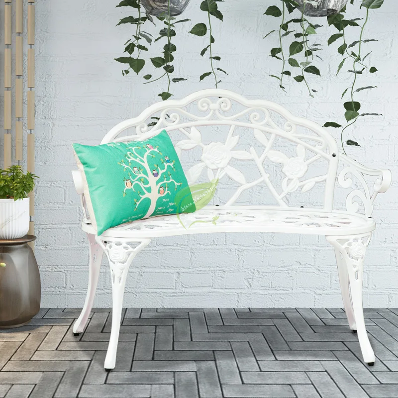 Beautiful Park Chair Outdoor Bench Leisure Anti-corrosion Iron Seat Back Garden Balcony Double |