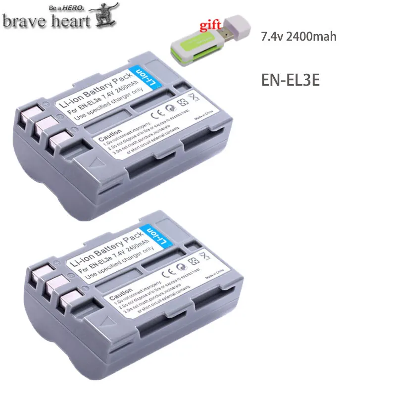 EN-EL3e RU EL3e ENEL3e 2400 мА/ч, Камера bateria Батареи AKKU+ ЖК-дисплей USB Зарядное устройство для Nikon D30 D50 D70 D70S D90 D80 D100 D200 D300 - Цвет: 2battery